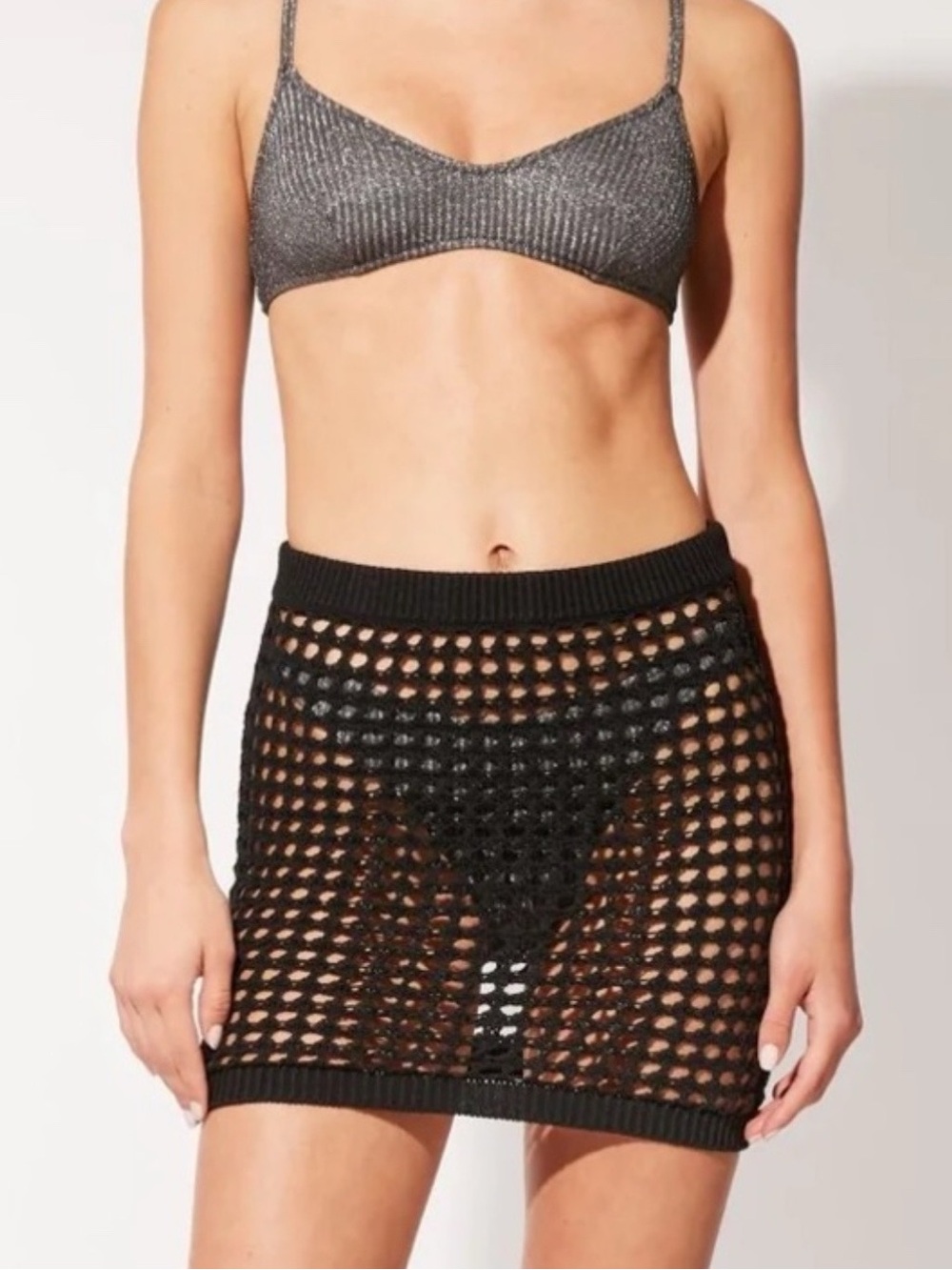 Solid & Striped Ronnie Black Crochet Mini Skirt Swim Coverup